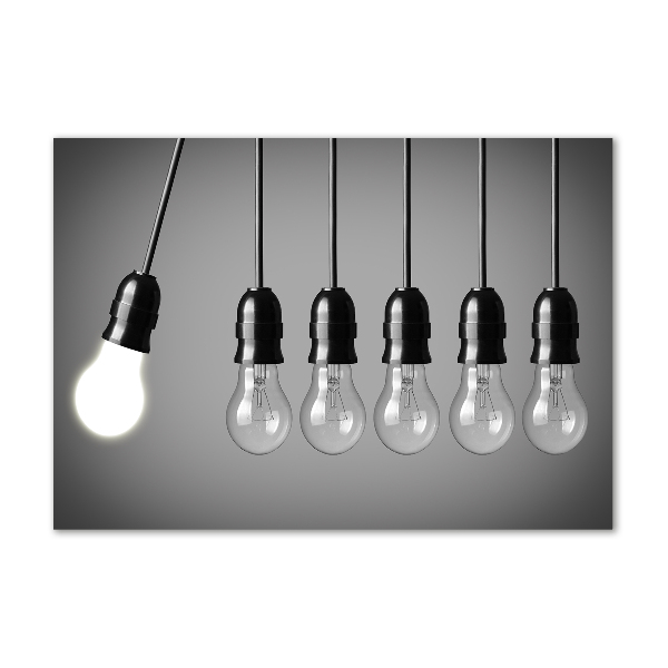 Cuadro decorativo de vidrio para salón horizontal Seis bombillas