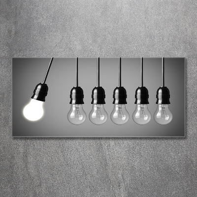 Cuadro decorativo de vidrio para salón horizontal Seis bombillas