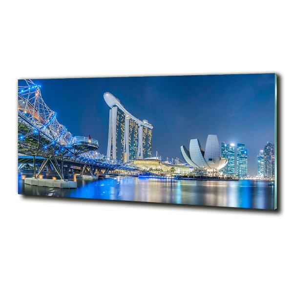 Foto en cristal de alta calidad con impresión uv horizontal Singapur de noche