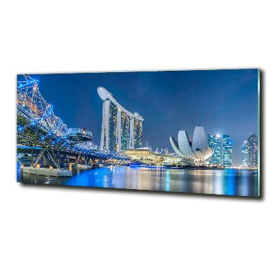 Foto en cristal de alta calidad con impresión uv horizontal Singapur de noche