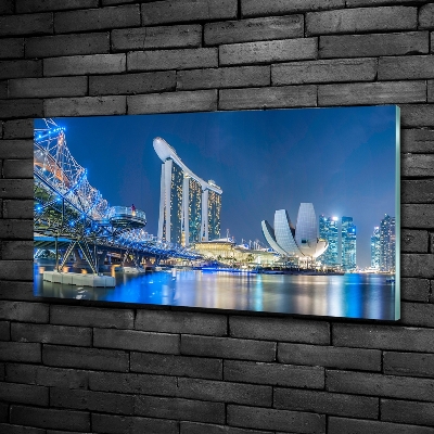 Foto en cristal de alta calidad con impresión uv horizontal Singapur de noche