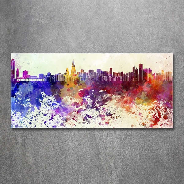 Cuadro de cristal templado moderno horizontal Chicago colorido