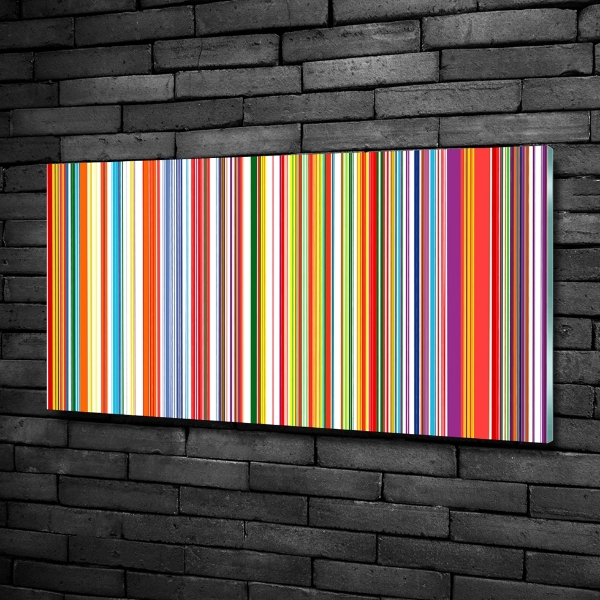 Cuadro decorativo de vidrio para salón horizontal Rayas de colores