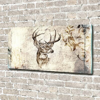 Cuadro decorativo de vidrio para salón horizontal Ciervo