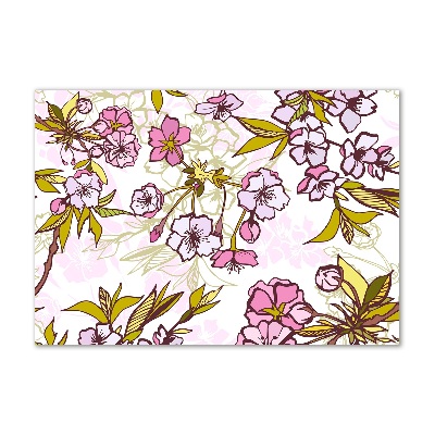 Cuadro decorativo de vidrio para salón horizontal flores de cerezo