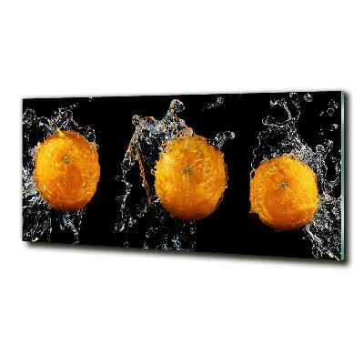 Cuadro decorativo de vidrio para salón horizontal Naranjas y agua