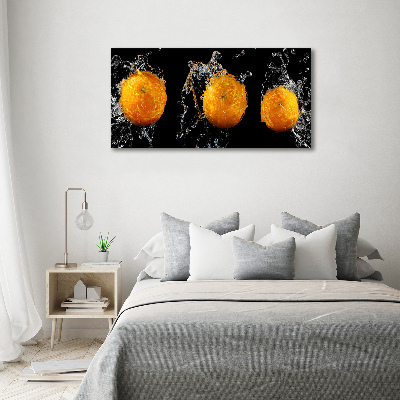 Cuadro decorativo de vidrio para salón horizontal Naranjas y agua