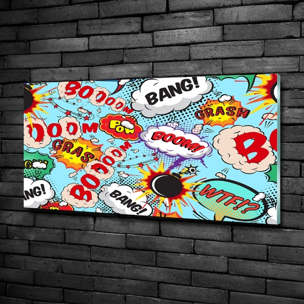 Cuadro decorativo de vidrio para salón horizontal Historietas