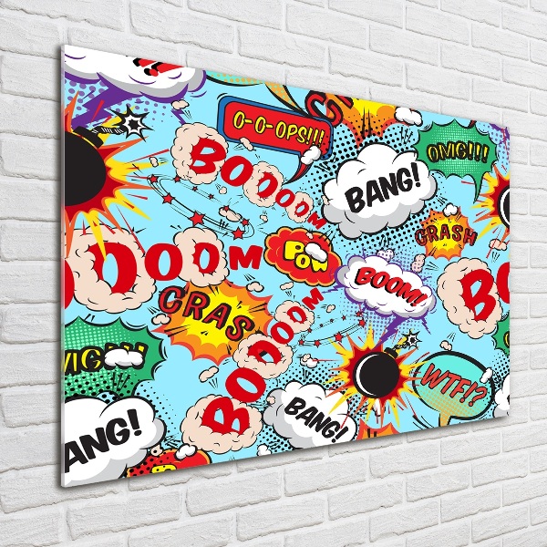 Cuadro decorativo de vidrio para salón horizontal Historietas