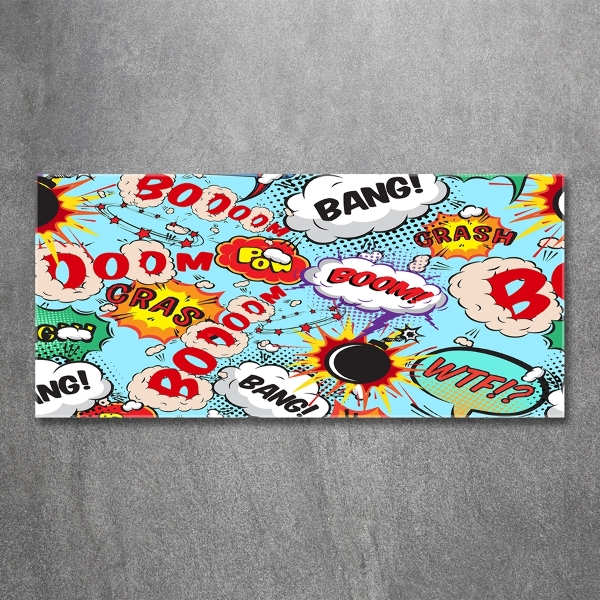 Cuadro decorativo de vidrio para salón horizontal Historietas