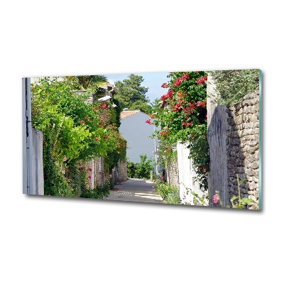 Foto en cristal de alta calidad con impresión uv horizontal Callejón florido