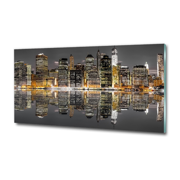 Impresión en cristal con acabado brillante horizontal Nueva York de noche