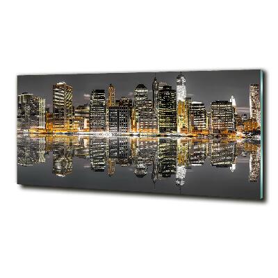 Impresión en cristal con acabado brillante horizontal Nueva York de noche