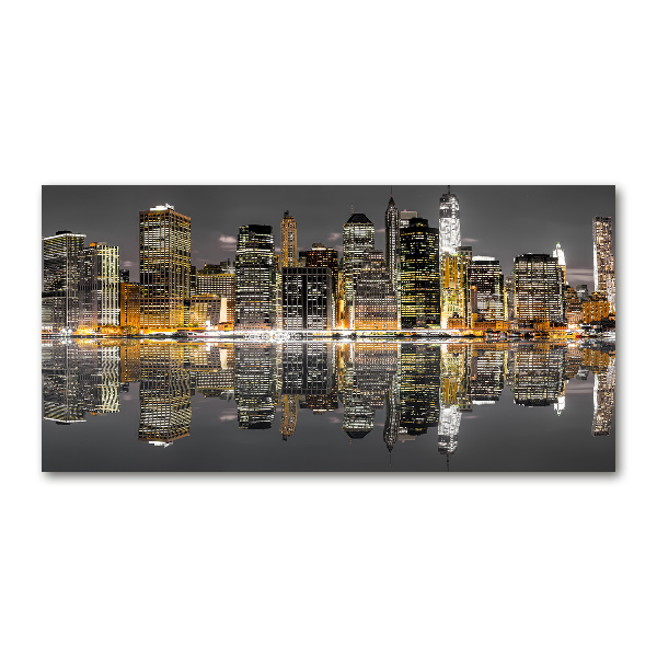 Impresión en cristal con acabado brillante horizontal Nueva York de noche
