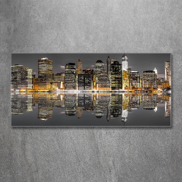 Impresión en cristal con acabado brillante horizontal Nueva York de noche