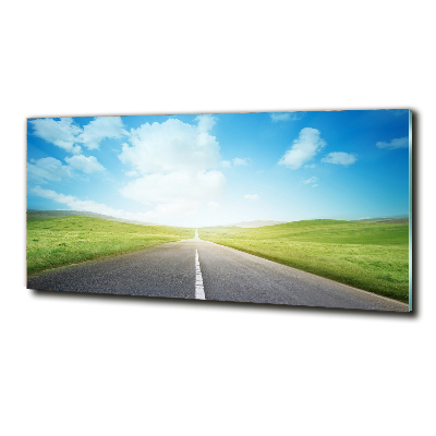 Cuadro decorativo de vidrio para salón horizontal El camino a través del prado