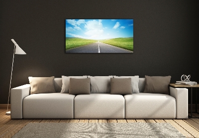 Cuadro decorativo de vidrio para salón horizontal El camino a través del prado