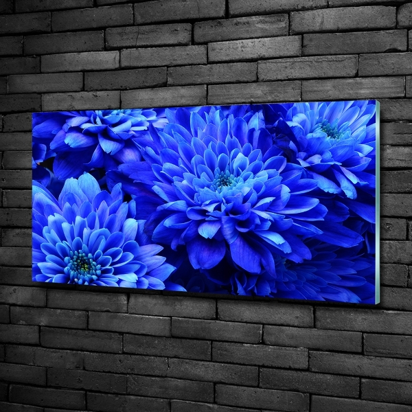 Foto en cristal de alta calidad con impresión uv horizontal Aster azul