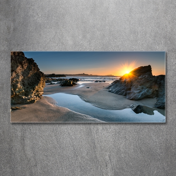 Cuadro de cristal templado moderno horizontal Rocas en la playa