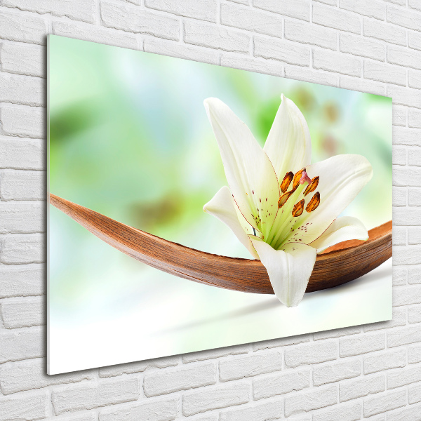 Cuadro decorativo de vidrio para salón horizontal Lirio