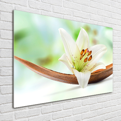 Cuadro decorativo de vidrio para salón horizontal Lirio