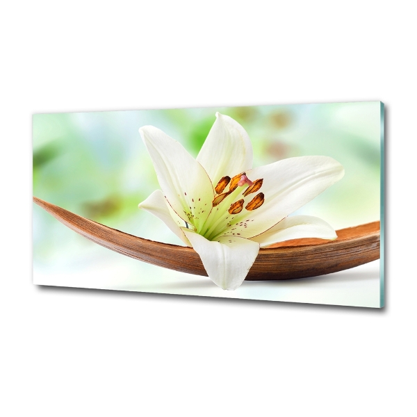 Cuadro decorativo de vidrio para salón horizontal Lirio
