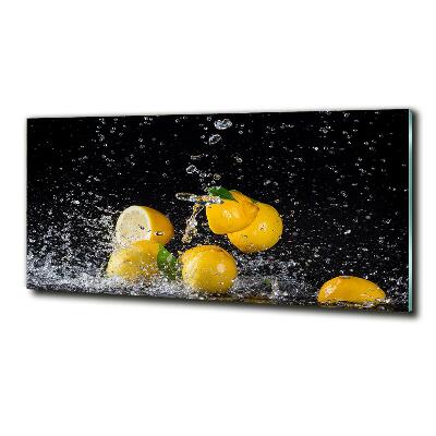 Cuadro de cristal templado moderno horizontal Limones y agua