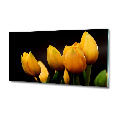 Cuadro de cristal templado moderno horizontal tulipanes amarillos