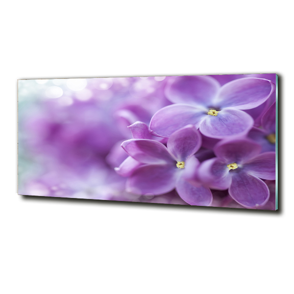 Impresión en cristal con acabado brillante horizontal flores lilas