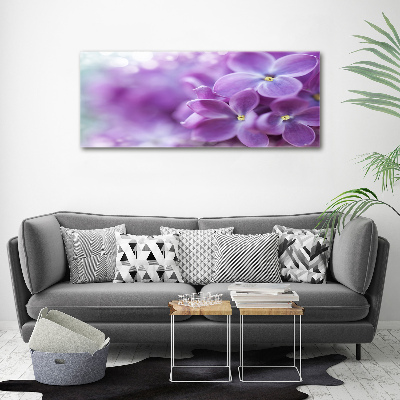 Impresión en cristal con acabado brillante horizontal flores lilas
