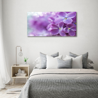 Impresión en cristal con acabado brillante horizontal flores lilas