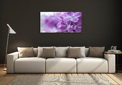 Impresión en cristal con acabado brillante horizontal flores lilas