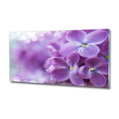 Impresión en cristal con acabado brillante horizontal flores lilas