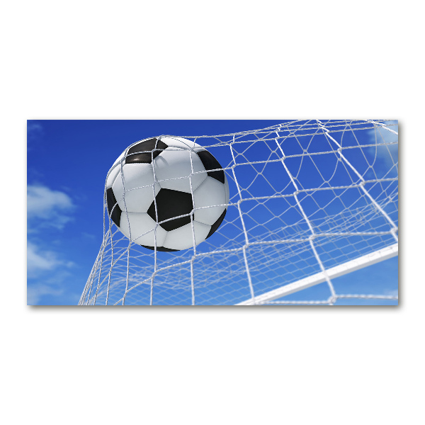 Cuadro decorativo de vidrio para salón horizontal El balón está en la portería.