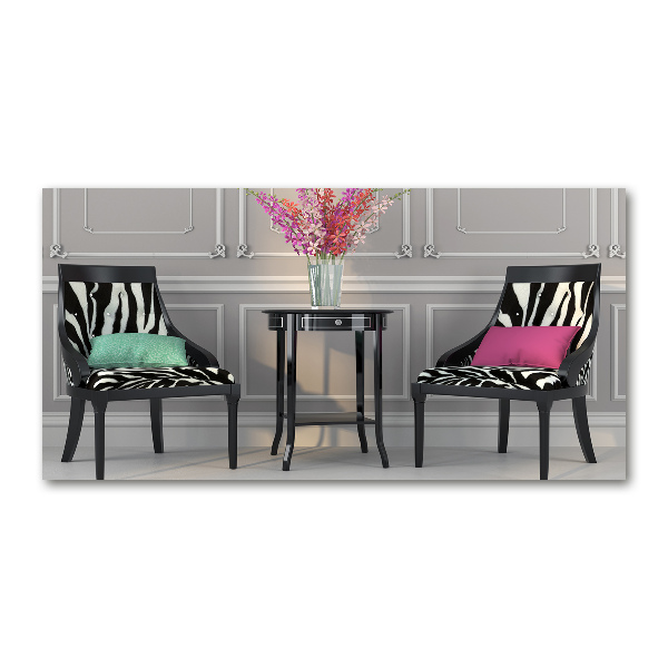 Foto en cristal de alta calidad con impresión uv horizontal Dos sillas
