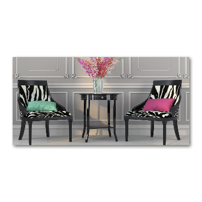 Foto en cristal de alta calidad con impresión uv horizontal Dos sillas