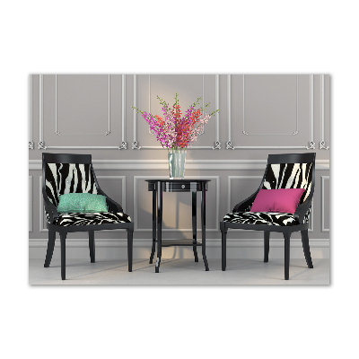 Foto en cristal de alta calidad con impresión uv horizontal Dos sillas