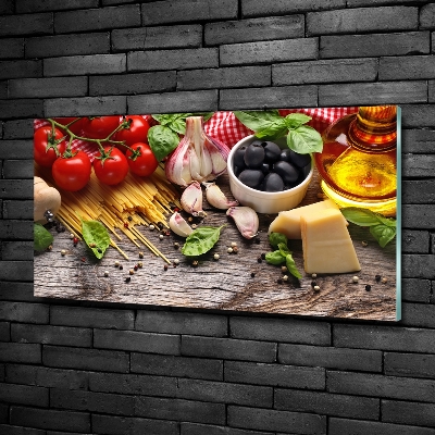 Cuadro decorativo de vidrio para salón horizontal comida italiana