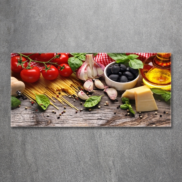 Cuadro decorativo de vidrio para salón horizontal comida italiana