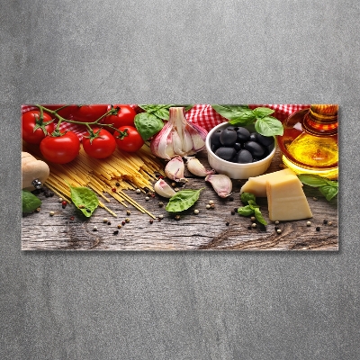 Cuadro decorativo de vidrio para salón horizontal comida italiana