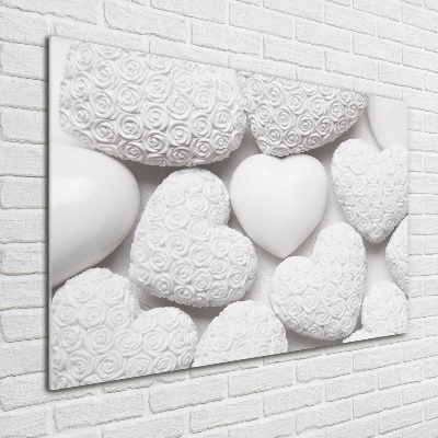 Cuadro de cristal templado moderno horizontal Fondo de corazón blanco