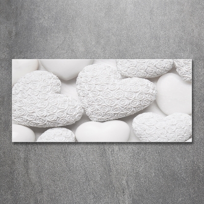 Cuadro de cristal templado moderno horizontal Fondo de corazón blanco