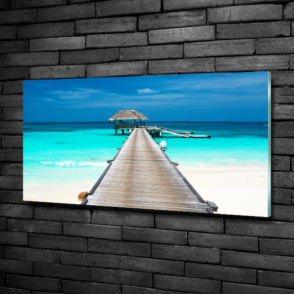 Foto en cristal de alta calidad con impresión uv horizontal Muelle de madera