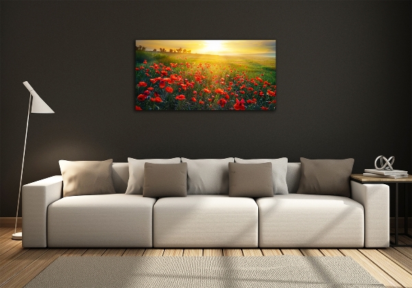 Impresión en cristal con acabado brillante horizontal Campo de amapolas