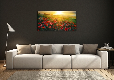 Impresión en cristal con acabado brillante horizontal Campo de amapolas