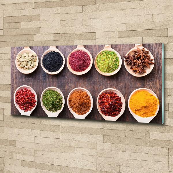 Cuadro decorativo de vidrio para salón horizontal Especias de colores