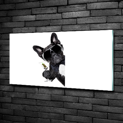 Foto en cristal de alta calidad con impresión uv horizontal Perro Martini