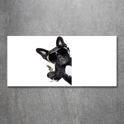 Foto en cristal de alta calidad con impresión uv horizontal Perro Martini