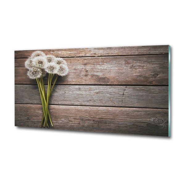 Cuadro decorativo de vidrio para salón horizontal madera de diente de león