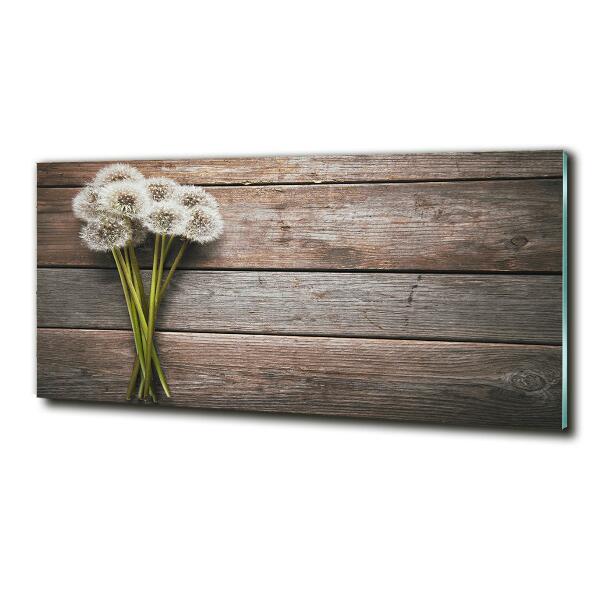 Cuadro decorativo de vidrio para salón horizontal madera de diente de león